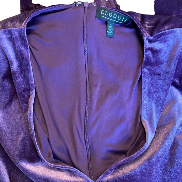 Eloquii Velvet Wide Leg Whimsigoth Jumpsuit Sz 14 Purple Party Cocktails Stretch - Picture 8 of 13